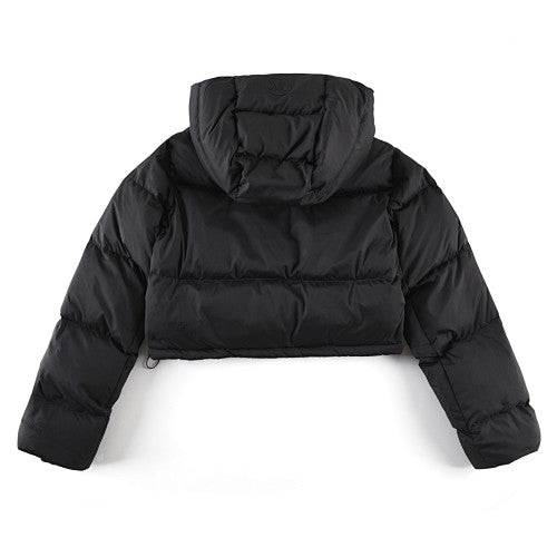 lululemon Quilted Black Cropped Hooded Puffer Jacket