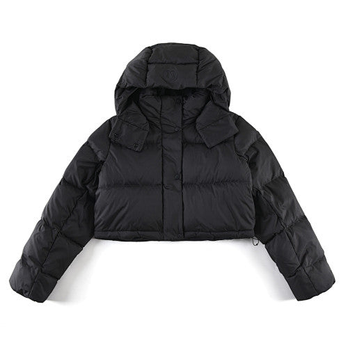 lululemon Quilted Black Cropped Hooded Puffer Jacket