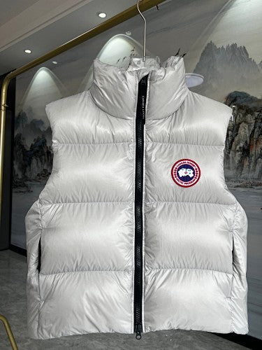 Canada Goose Glossy White Quilted Zip-Front Puffer Vest