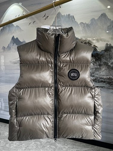 Canada Goose Glossy Taupe Quilted Zip-Front Puffer Vest