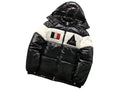 Moncler Black and White Glossy Hooded Puffer Jacket