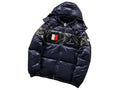 Moncler Navy Blue and Black Glossy Hooded Puffer Jacket