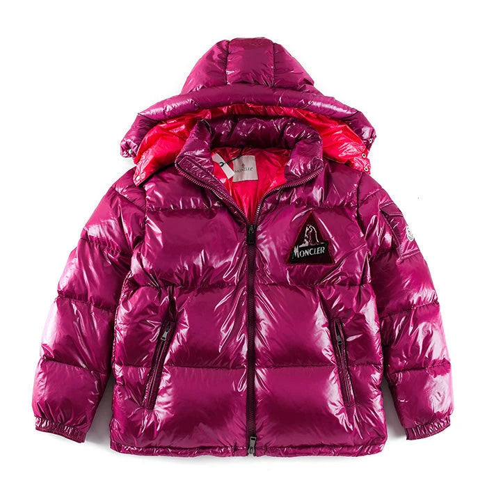 Moncler Magenta Glossy Hooded Puffer Jacket