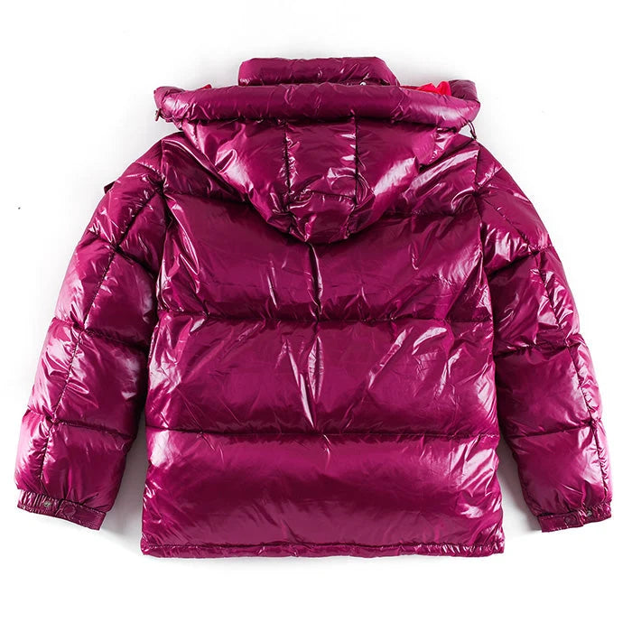 Moncler Magenta Glossy Hooded Puffer Jacket