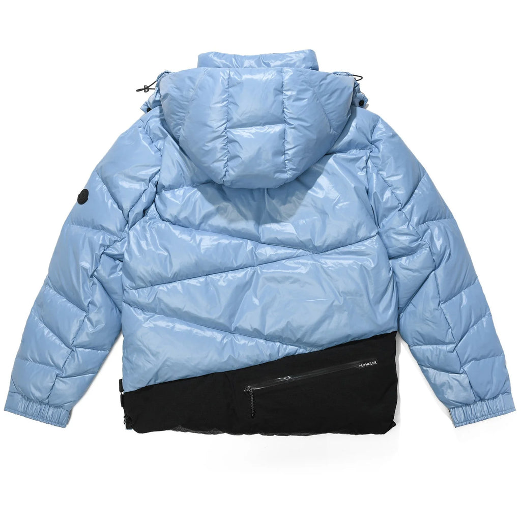 Moncler Glossy Light Blue Hooded Quilted Puffer Jacket