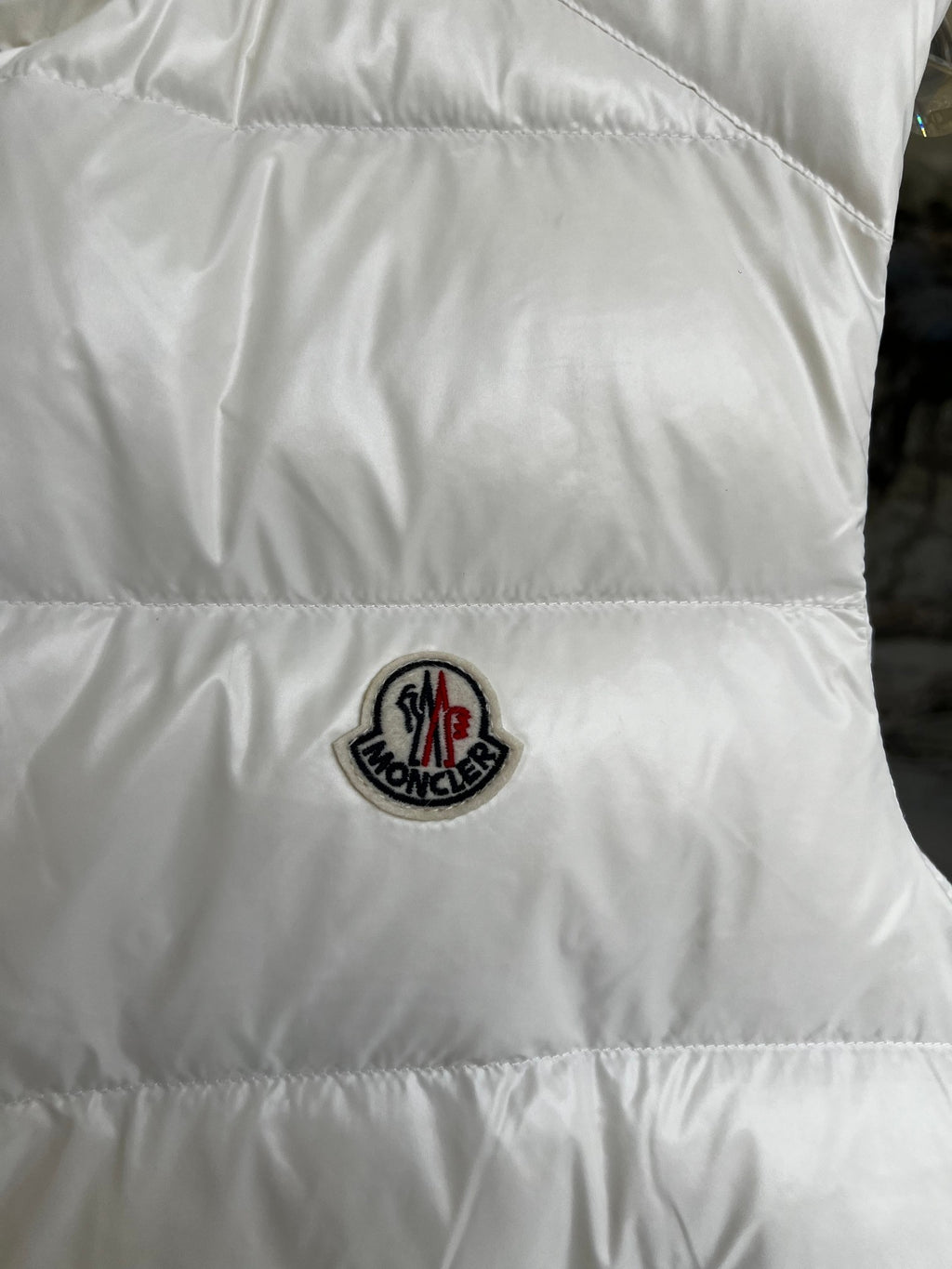 Moncler Glossy White Quilted Puffer Vest