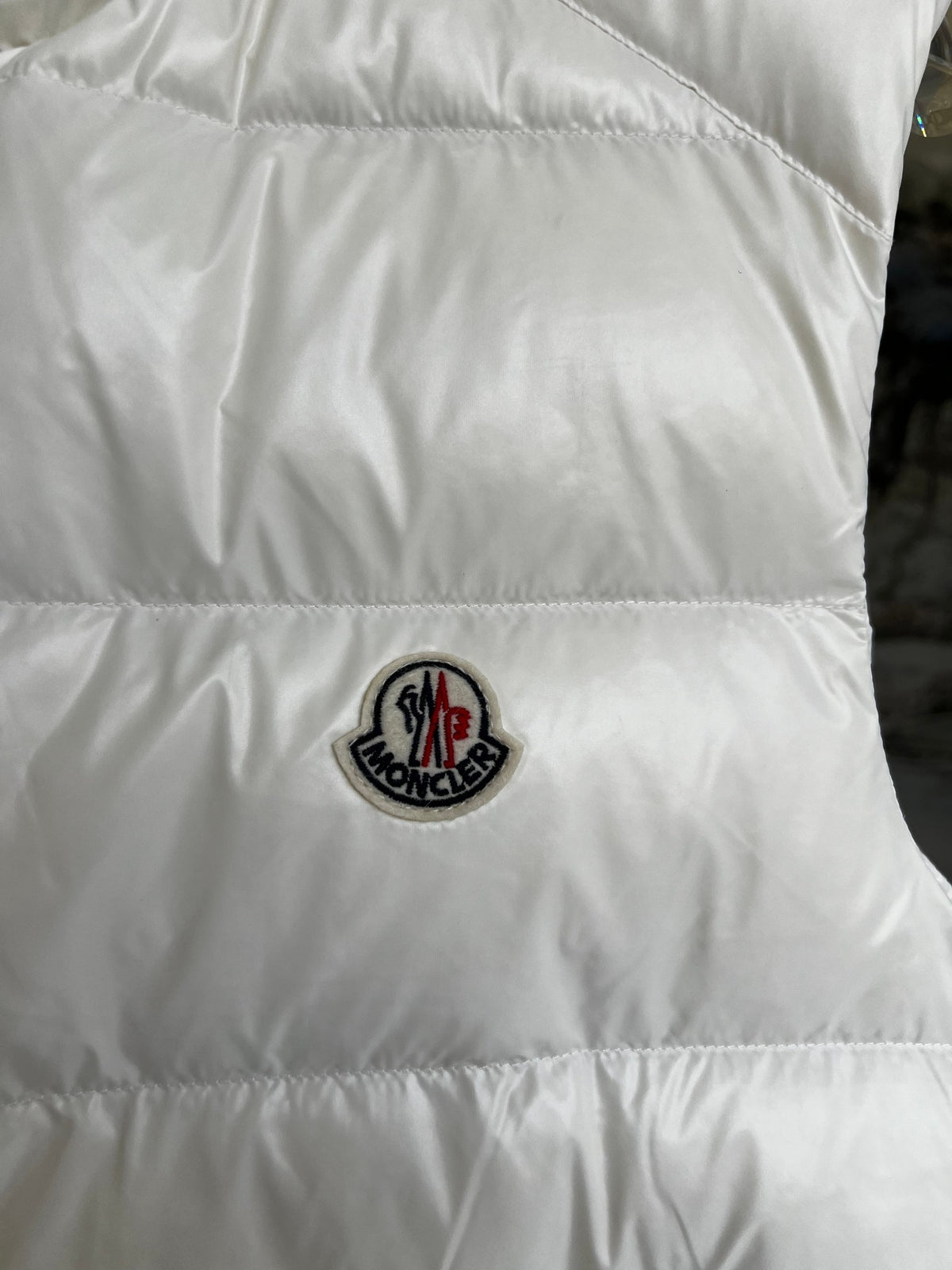Moncler Glossy White Quilted Puffer Vest