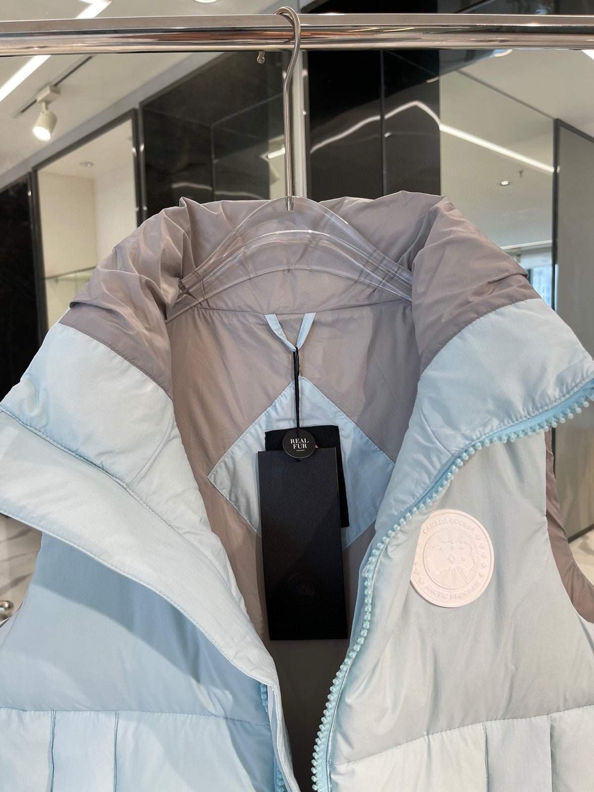 Canada Goose Quilted Light Blue Zip-Front Puffer Vest