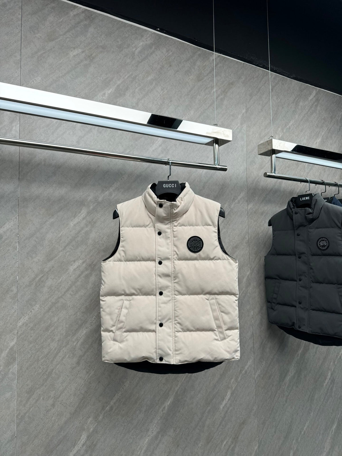 Canada Goose Quilted Cream Snap-Front Puffer Vest