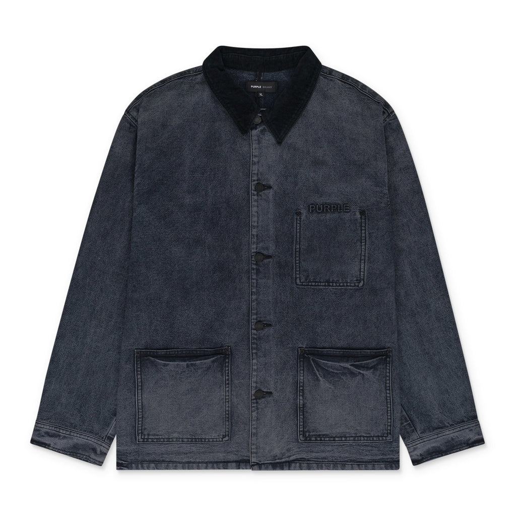 Dark Indigo Corduroy Detail Workwear Canvas Jacket