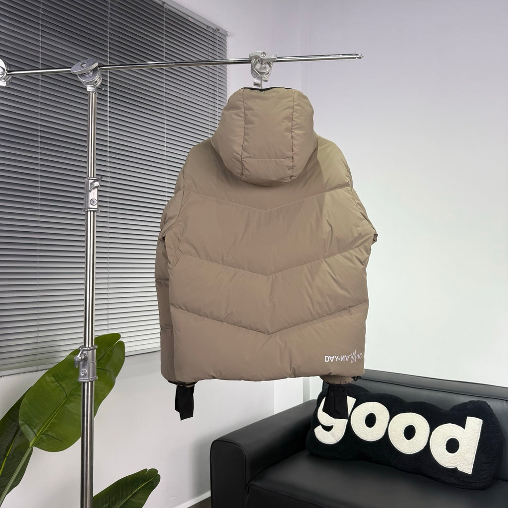 Moncler Quilted Sand Beige Hooded Puffer Jacket