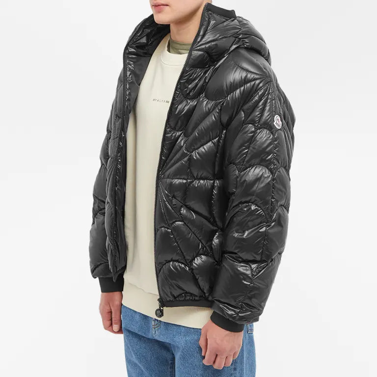Moncler Radial Quilted Black Hooded Puffer Jacket
