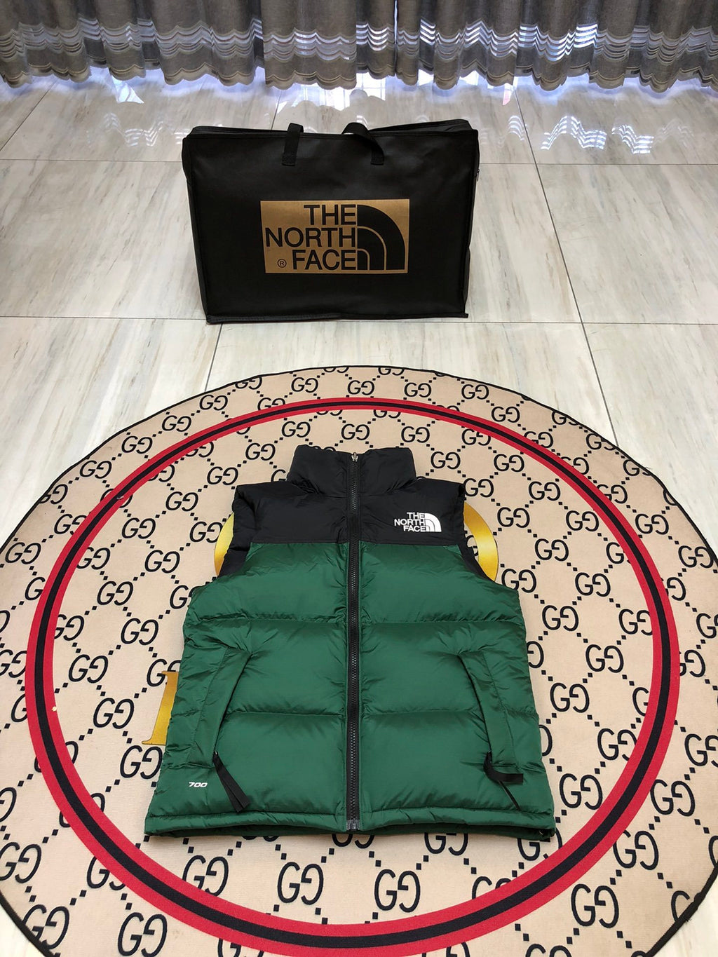 The North Face Quilted Forest Green and Black Puffer Vest