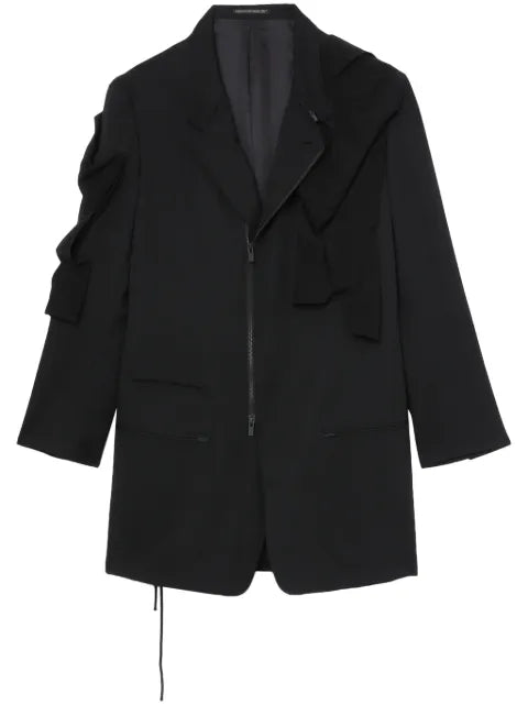 Yohji Yamamoto draped single-breasted zip-up blazer