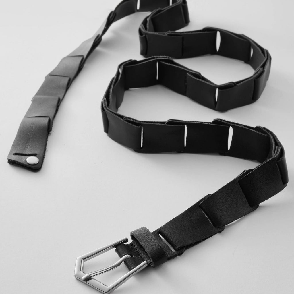 Amalga mation 24AW Buckle Strap Spliced Calfskin Waist Belt