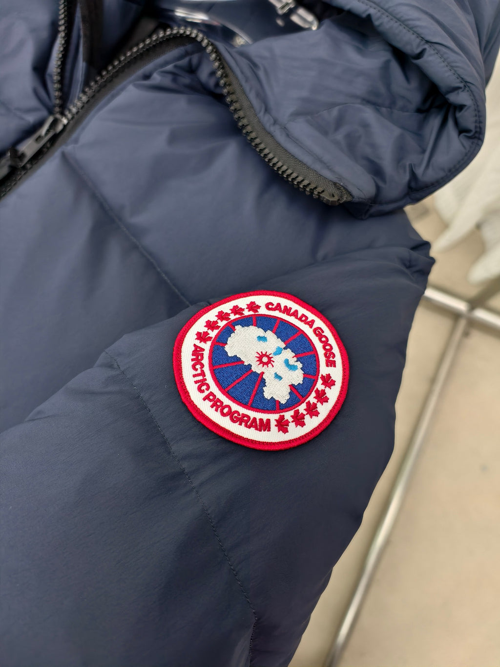 Canada Goose Quilted Navy Blue Hooded Zip-Front Puffer Jacket