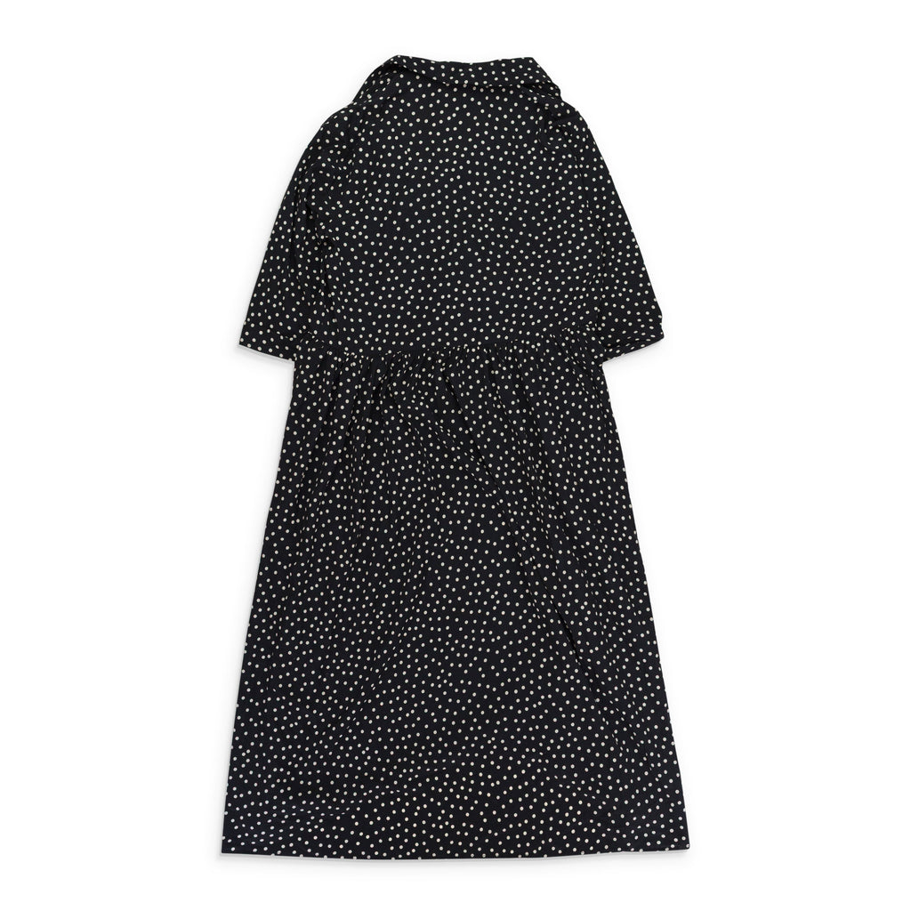 BLACK POLKA DOT WRAP DRESS