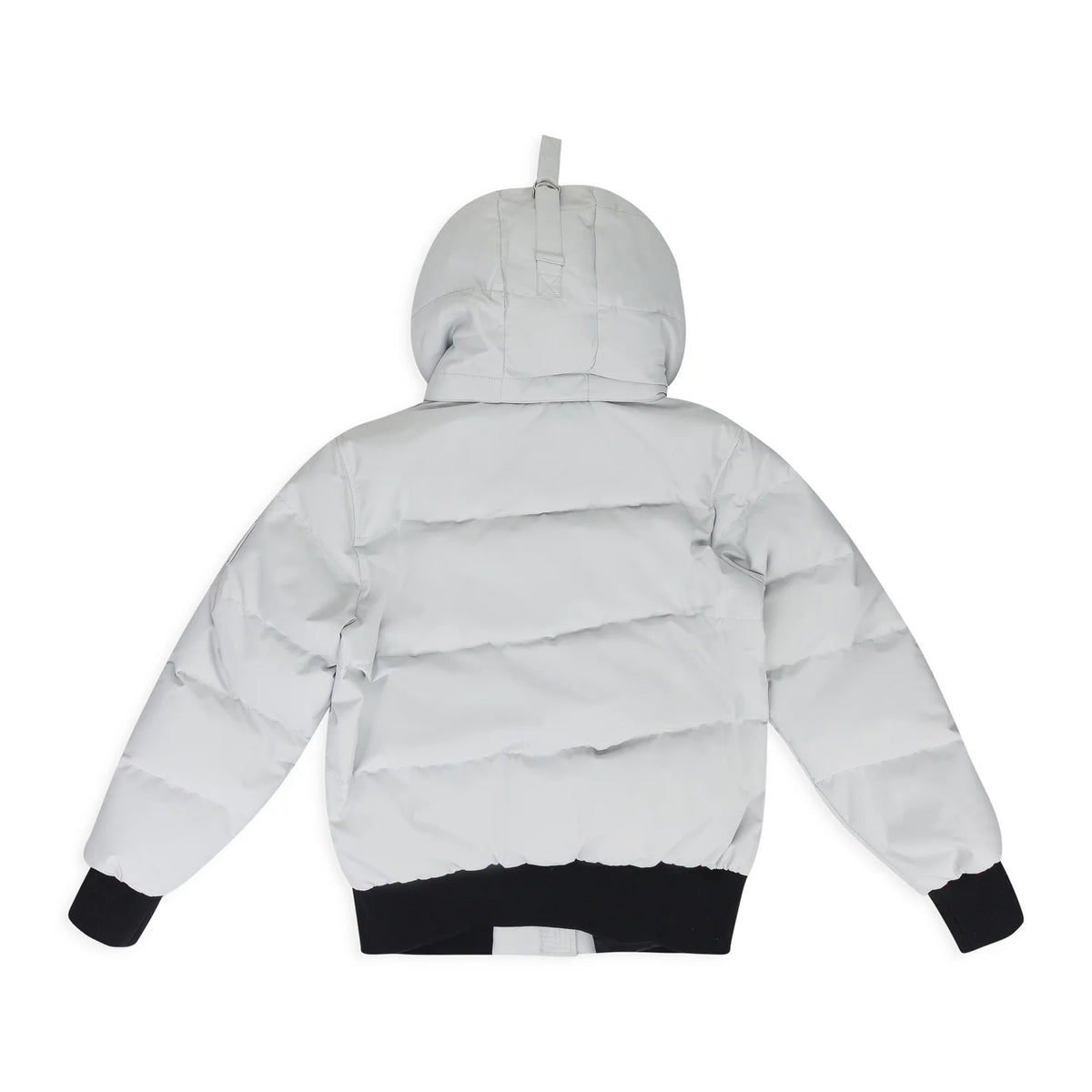 Moose Knuckles Quilted White Hooded Puffer Bomber Jacket