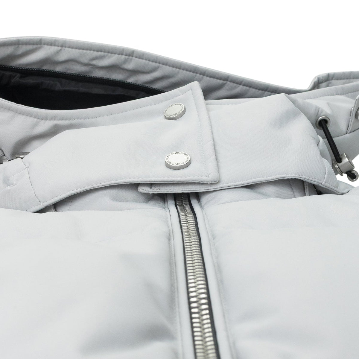 Moose Knuckles Quilted White Hooded Puffer Bomber Jacket