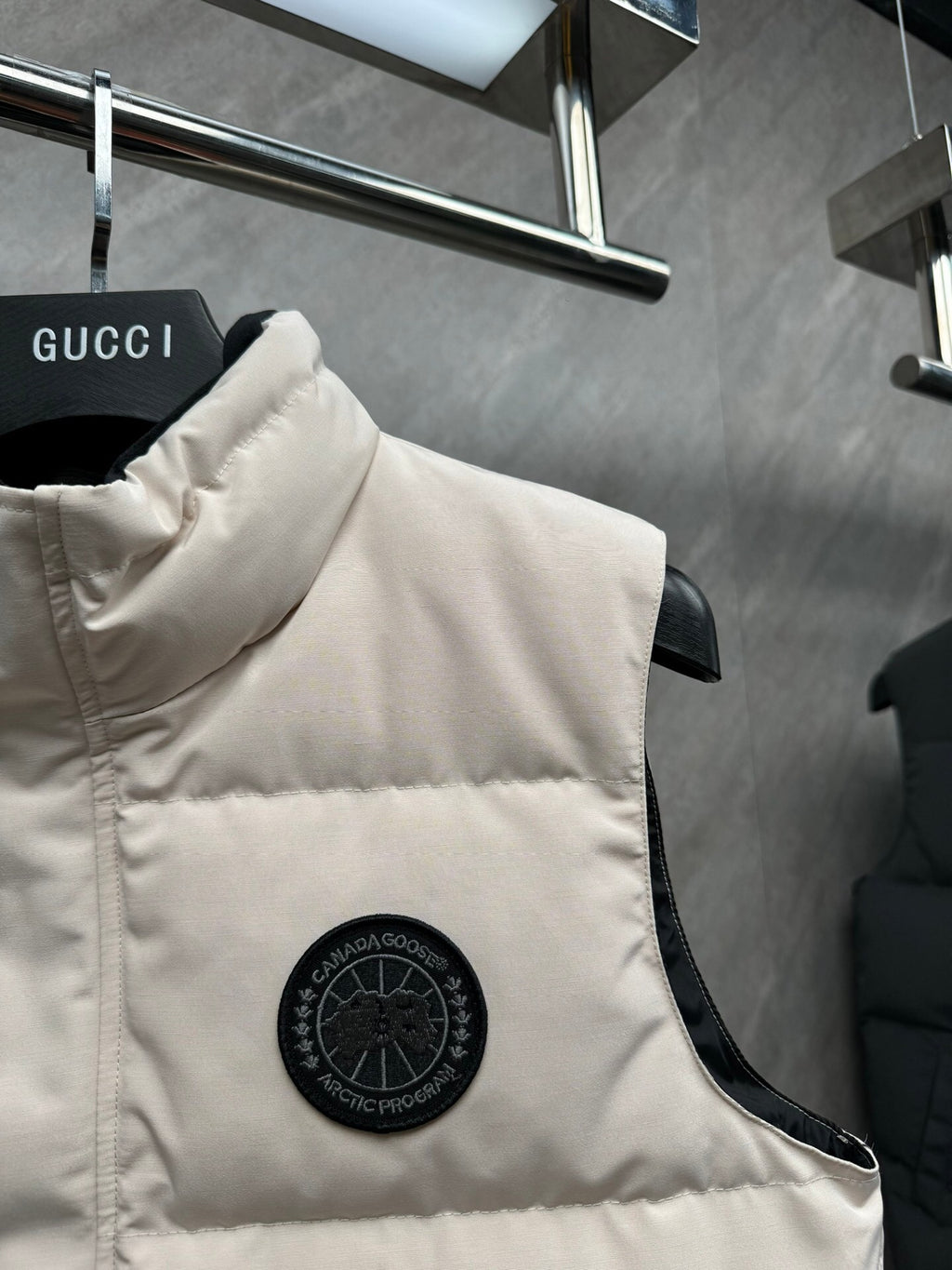 Canada Goose Quilted Cream Snap-Front Puffer Vest