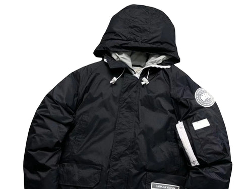 Canada Goose Black and White Hooded Bomber Jacket