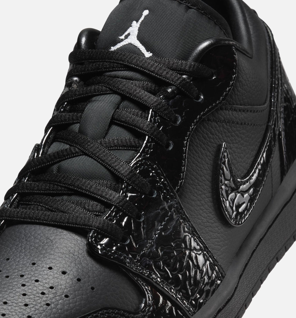 Air Jordan 1 Low Patent Elephant Women's Lifestyle Shoes - Black/White/Metallic Silver