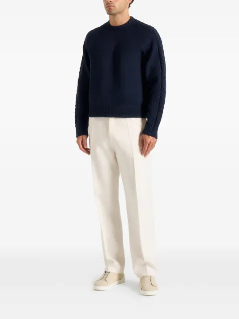 Manière De Voir Raymond - plait detail raglan knit jumper - navy