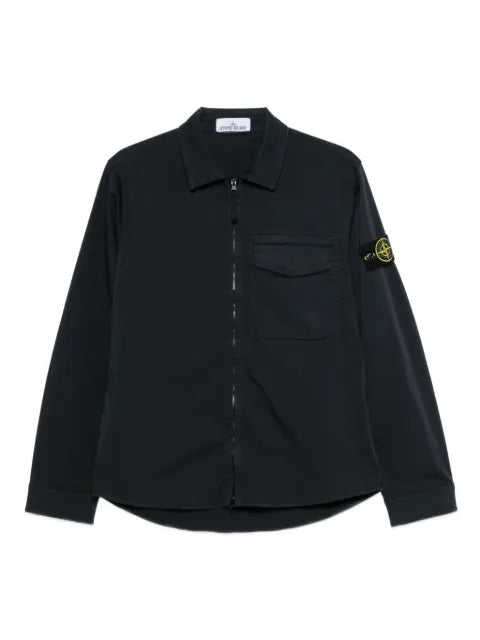 Stone Island 1200015 stretch organic cotton satin regular-fit overshirt with concealed zip