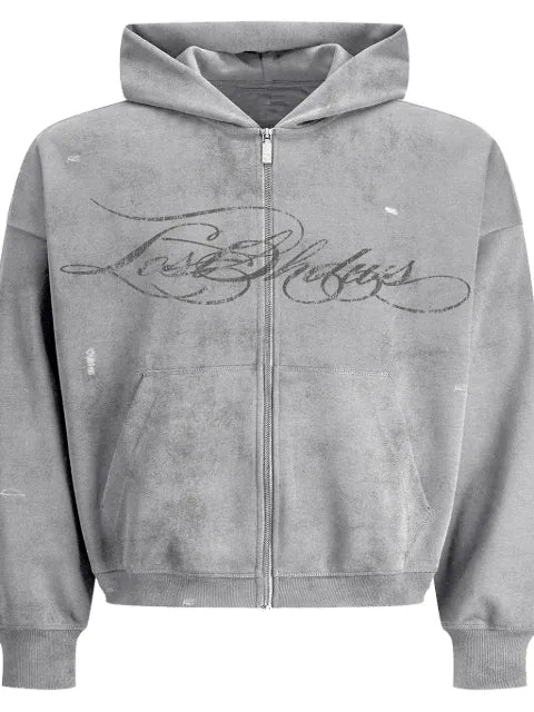LOSTSHDWS distressed script hoodie