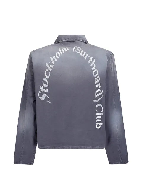 Stockholm Surfboard Club distressed logo-print jacket