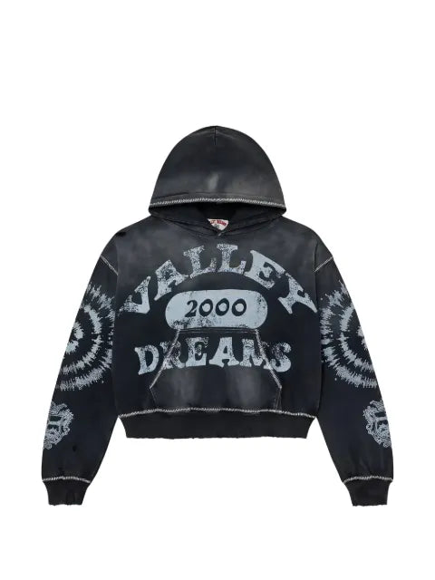 Vale 2000 Spiral distressed hoodie