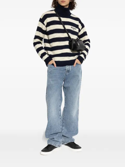 Balmain striped logo-embroidered sweater