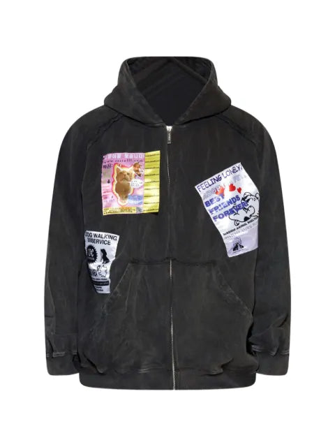 SSSTUFFF patch-detail stonewashed hoodie