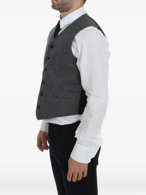 Dolce & Gabbana textured-finish V-neck waistcoat