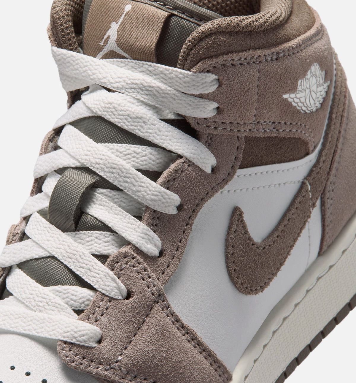 Air Jordan 1 Mid Big Kids' Lifestyle Shoes - Enigma Stone/Olive Grey/Summit White