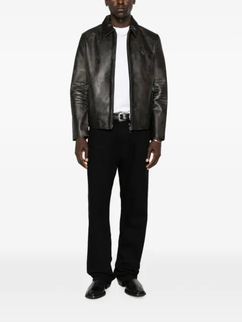 Diesel coach jacket in treated leather
