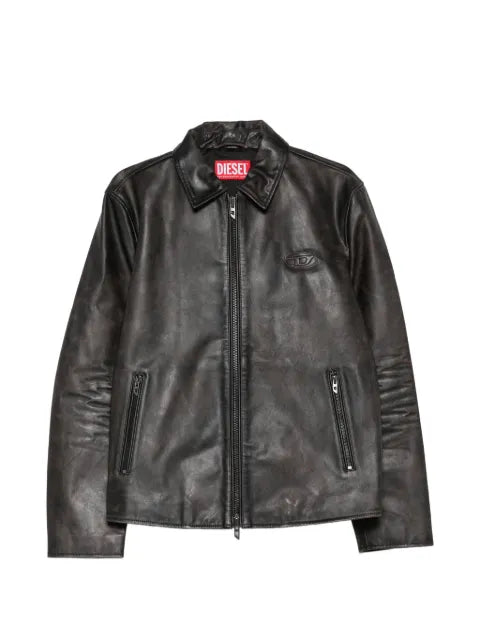 Diesel coach jacket in treated leather