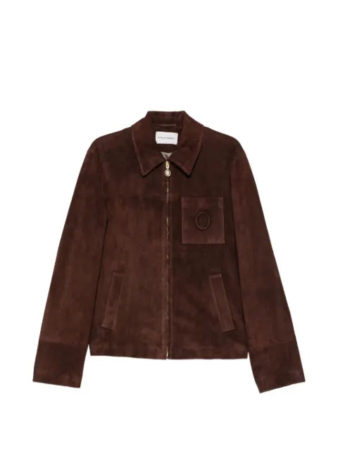 Drôle De Monsieur suede logo-patch jacket