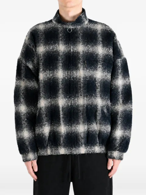 Kozaburo check-pattern zip-up jacket