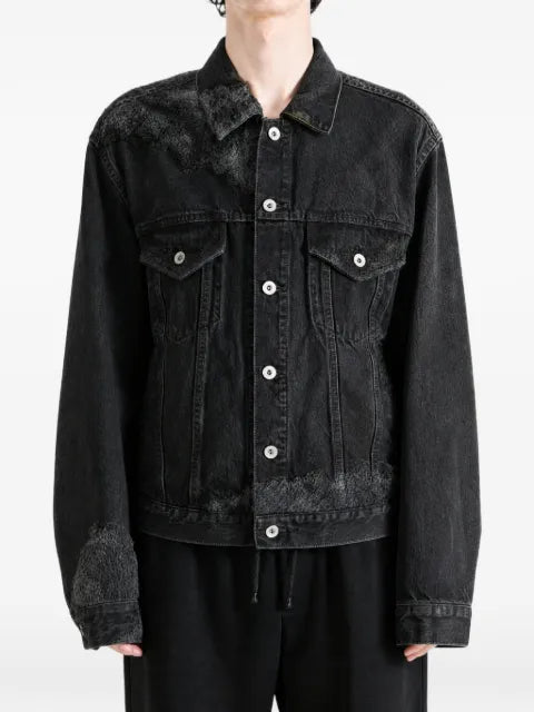 Doublet faded-effect distressed denim jacket