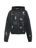 DUKE & DEXTER graphic-print zip-up hoodie