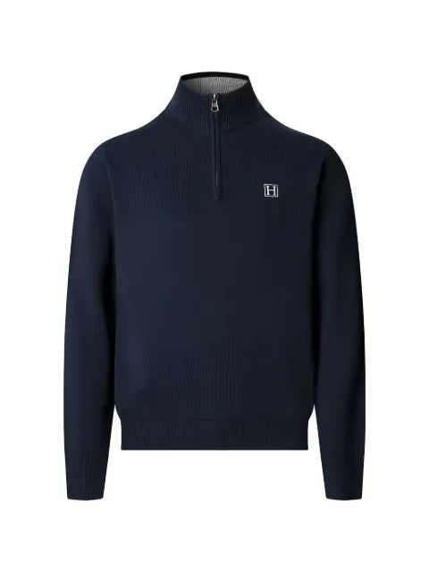 Hackett London quarter-zip logo-embroidered sweater