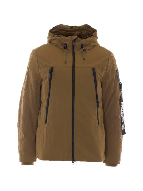 OUTHERE hooded logo-patch jacket