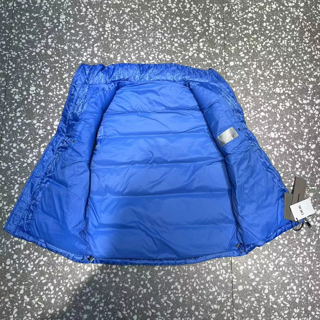 Dior Oblique Royal Blue Quilted Zip-Front Puffer Vest