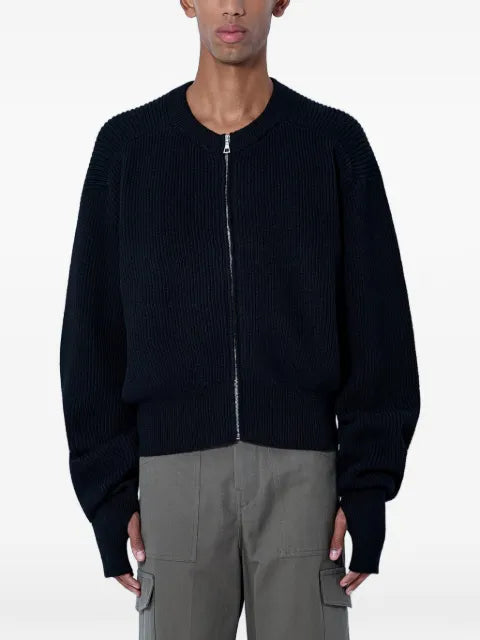 Rier ribbed-knit zip-up cardigan