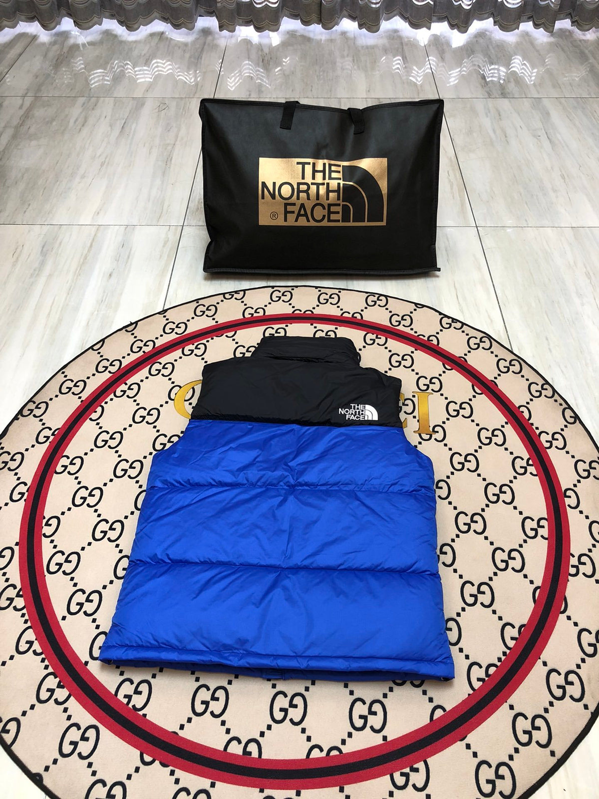 The North Face Quilted Royal Blue and Black Puffer Vest