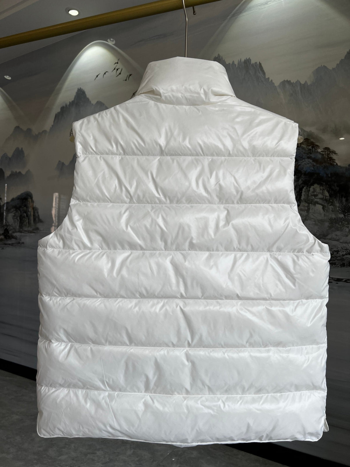 Moncler Glossy White Quilted Puffer Vest