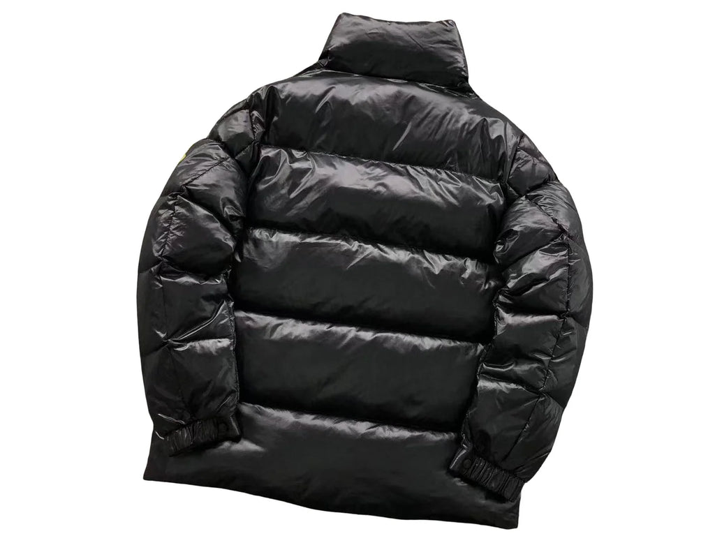 Moncler Glossy Black Stand-Collar Quilted Puffer Jacket