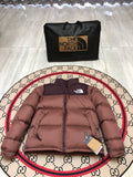 The North Face Quilted Dusty Rose and Burgundy Stand-Collar Puffer Jacket