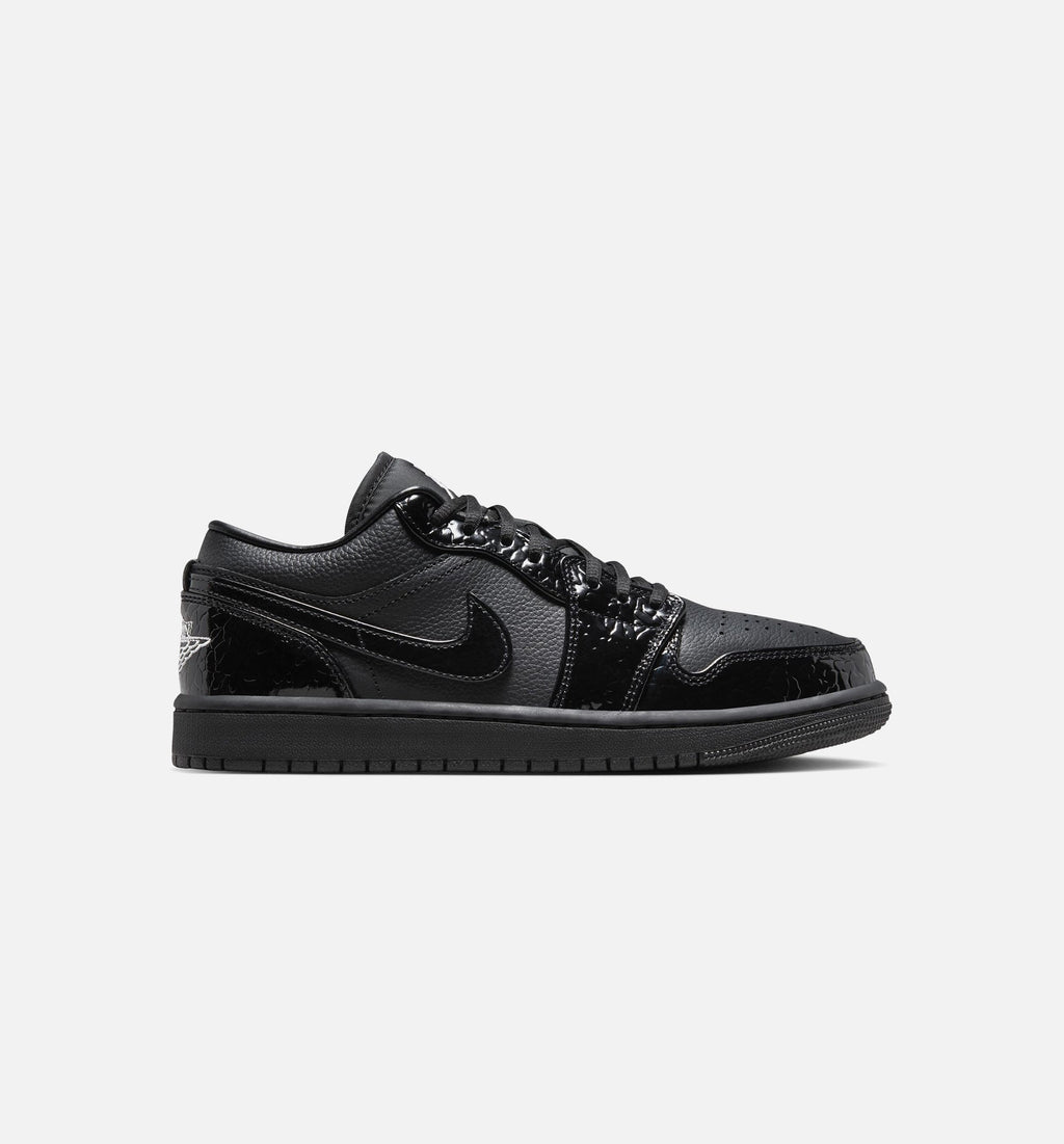 Air Jordan 1 Low Patent Elephant Women's Lifestyle Shoes - Black/White/Metallic Silver
